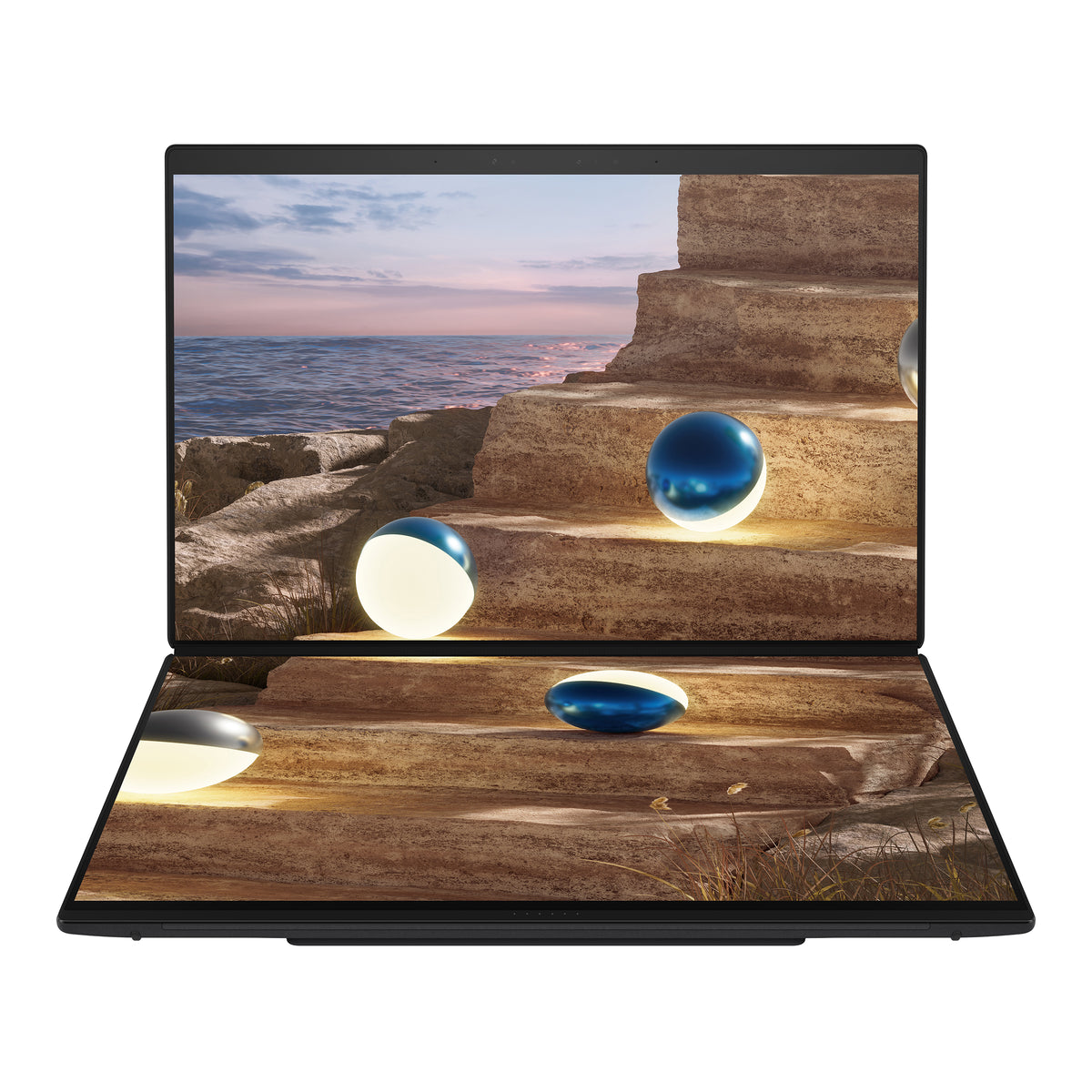 Asus | Zenbook Duo UX8407AA-SN066W | Moher Gray | 14 " | OLED | Touchscreen | 2.8K | 2880 x 1800 pixels | 144 Hz | Anti-Reflective | Intel Core Ultra X9 | 378H | 32 GB | LPDDR5X | Solid-state drive capacity 2000 GB | Intel Arc Graphics | Windows 11 Pro | 