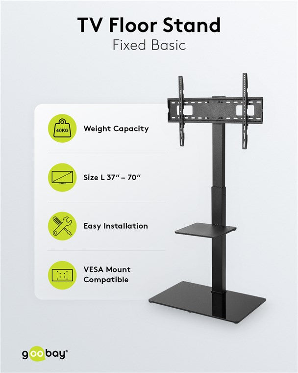 Goobay Floor stand | TV Floor Stand Basic, Size L | Swivel | 37-70 " | Maximum weight (capacity) 40 kg | Black