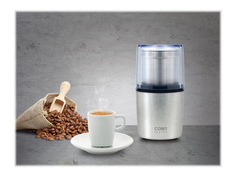 Caso | Electric coffee grinder | 1830 | 200 W W | Coffee beans capacity 90 g | Lid safety switch | Number of cups 8 pc(s) | Pulse function | Stainless steel