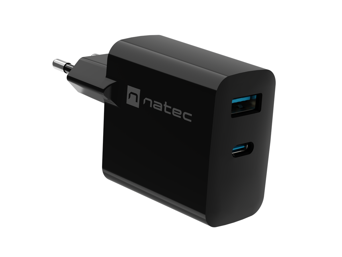 Natec Ribera USB Charger, 1x USB-A, 1x USB-C, 45 W | NUC-2143