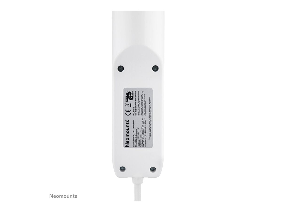 Neomounts | Desk socket with clamp and USB-C and USB-A ports - Quick charge | DS22-840WH6