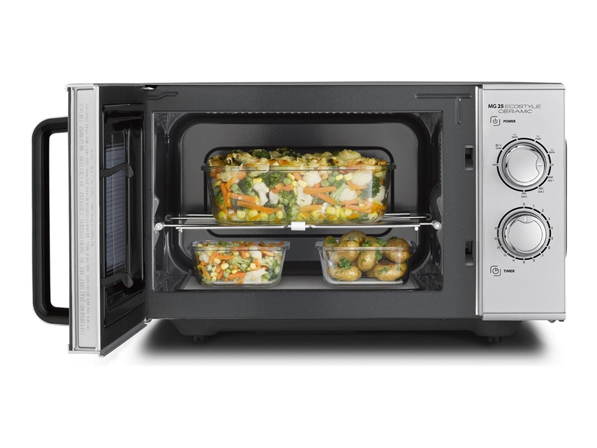 Caso | Ceramic Microwave Oven with Grill | MG 25 Ecostyle | Free standing | 900 W | 25 L | Grill | Silver