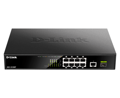 D-Link | 10 Gigabit port Switch with PoE | DGS-1010MP | Unmanaged | Desktop / Rackmount | Gigabit Ethernet (copper) ports quantity 1 | SFP ports quantity 1 | Power over Ethernet (PoE) ports quantity 8