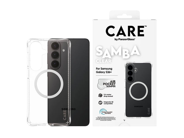 CARE by PanzerGlass Samba Case Transparent w. White Qi Samsung New Galaxy S26 Plus | PanzerGlass
