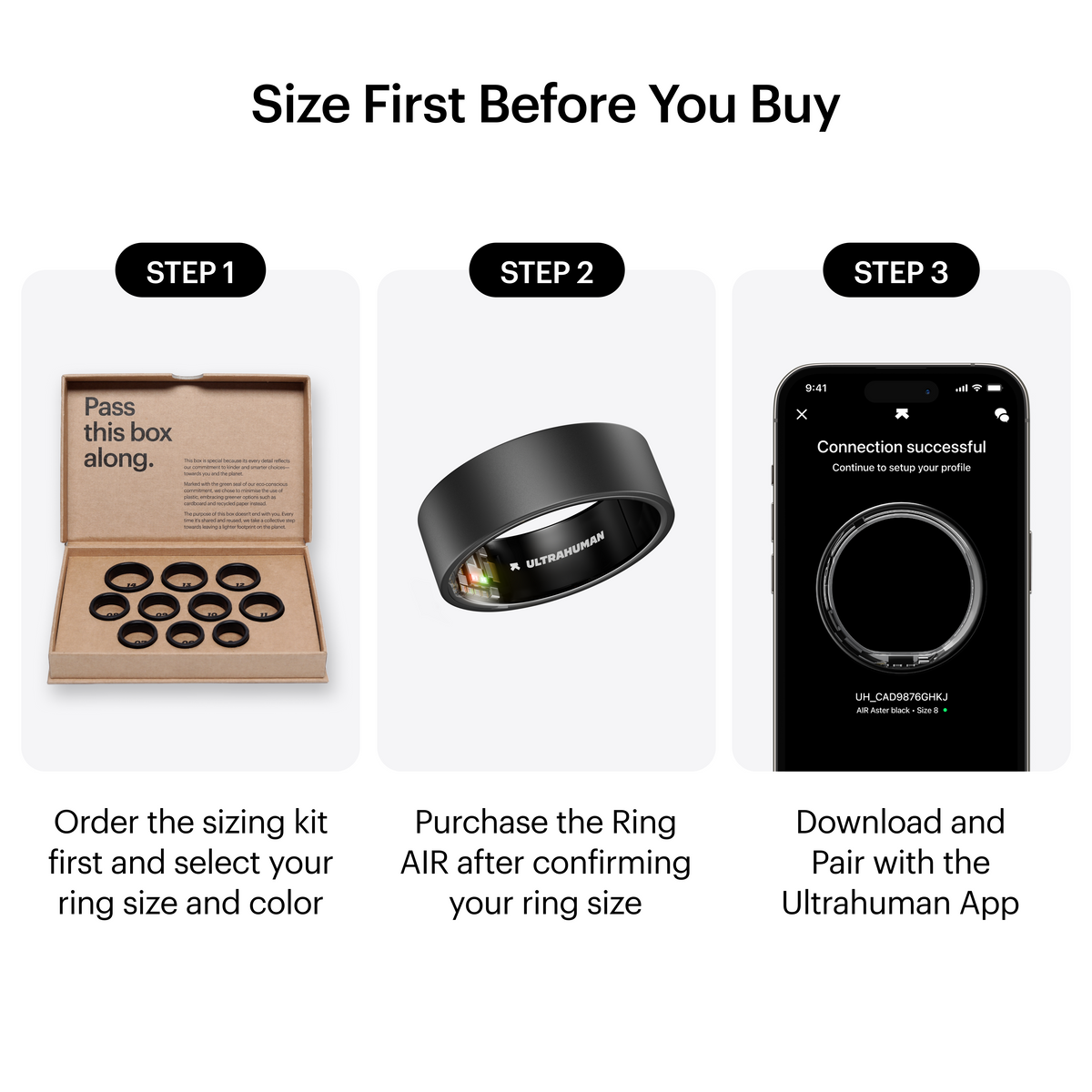 Ultrahuman | Ring Air | Matte Grey | Size 9 | Smart Ring