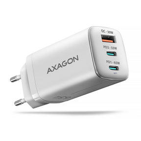 AXAGON GaN wallcharger 3x port (USB-A + 2x USB-C), PD3.0/PPS/QC4+/SFC2.0/AFC/SCP/FCP/Apple, 65W | ACU-DPQ65W