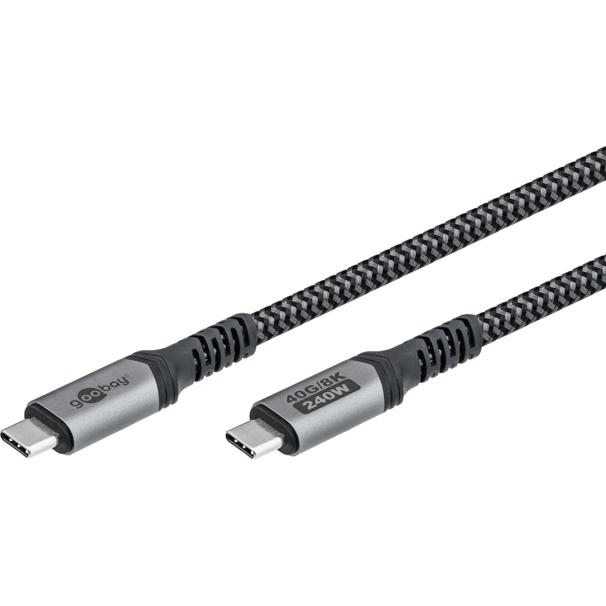 Goobay USB-C Cable, USB4, 1.8 m, bBack/Silver | USB-C to USB-C
