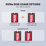 AXAGON | USB-C 20Gbps docking station for 2× M.2 NVMe SSD with disk cloning function without PC | ADSA-M2C22L