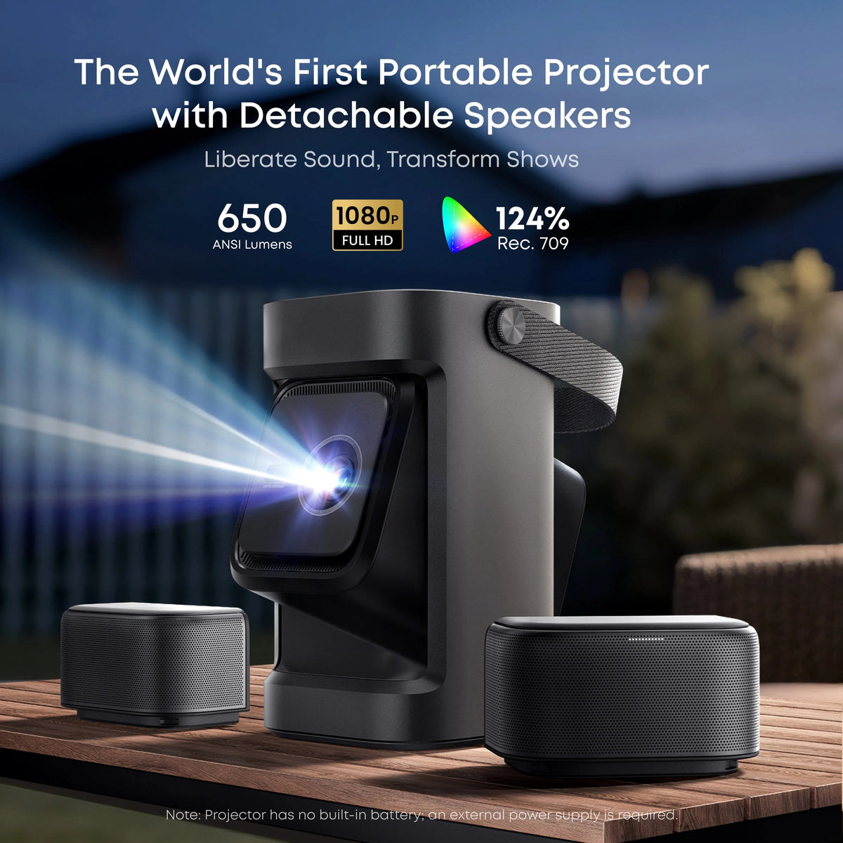 Anker Nebula Nebula P1 Portable Projector with Detachable Speakers | Full HD (1920x1080) | 650 ANSI lumens | Grey