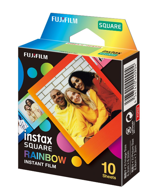 Fujifilm | Instax Square Rainbow (10) Instant Film | 72 x 86 mm | 2.4 x 2.4" Image Area; 3.4 x 2.8" Print Size | Quantity 10