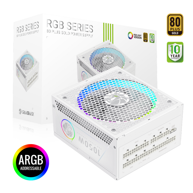 Gamemax PSU | RGB 1050G WH | 1050 W | Gold | White | Full Modular