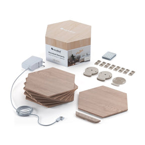 Nanoleaf | Elements Wood Look Hexagons Starter Kit (13 panels) | Cool White + Warm White