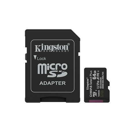 Kingston Canvas Select Plus | 64 GB | microSD | Flash memory class Class 10, UHS-I, U1/U3, video class 10/30, A1