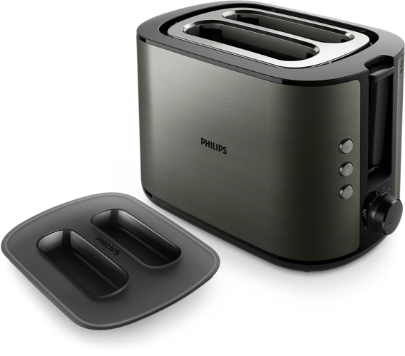 Philips Toaster | HD2651/80 Viva Collection | Power 1050 W | Number of slots 2 | Housing material Metal | Black