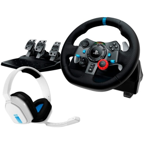 Logitech G29 Driving Force Žaidimų vairas ir pedalai + Ausinės Astro A10, for PC, PS5, PS4, Juoda