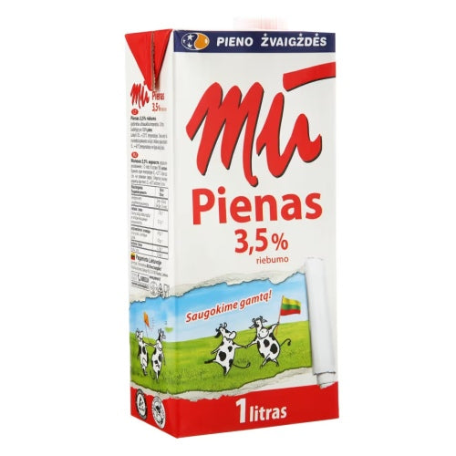 Pienas MŪ 3,5% riebumo, natūralus, 1 L x 12 vnt